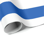 Papier Cadeau Bleu cobalt blanc rayé horizontal large (Coin rond)