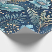 Papier Cadeau Bleu complexe et vert botanique - bleu foncé étoil (Coin)
