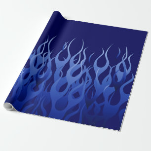 Papier Cadeau Bleu cool sur Blue Racing Flames décorative