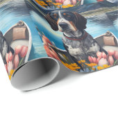 Papier Cadeau Bleu Coonhound sur une pagaie : une aventure Pitto (Coin rond)