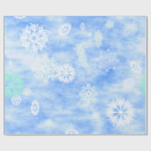 Papier Cadeau Bleu d'automne de flocons de neige (Plat)
