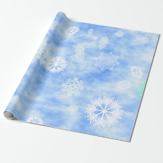 Papier Cadeau Bleu d'automne de flocons de neige