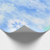 Papier Cadeau Bleu d'automne de flocons de neige (Coin)