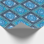 Papier Cadeau Bleu de fleuron d'étoile de David<br><div class="desc">Perfectionnez pour Chanukkah ou tout autre Simchas</div>