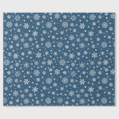 Papier Cadeau Bleu de la marine de snowflacon d'hiver blanc (Plat)