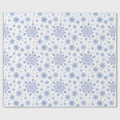 Papier Cadeau Bleu de la marine Flammes de neige de Noël en hive (Plat)