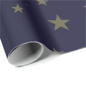Papier Cadeau Bleu de marine avec étoiles d'or (Coin rond)
