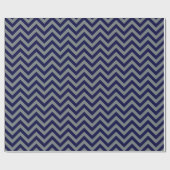Papier Cadeau Bleu de marine, Charcoal Grand Chevron ZigZag Moti (Plat)