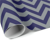 Papier Cadeau Bleu de marine, Charcoal Grand Chevron ZigZag Moti (Coin rond)