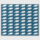 Papier Cadeau Bleu de mer de baleine blanche mignonne Marine (Plat)