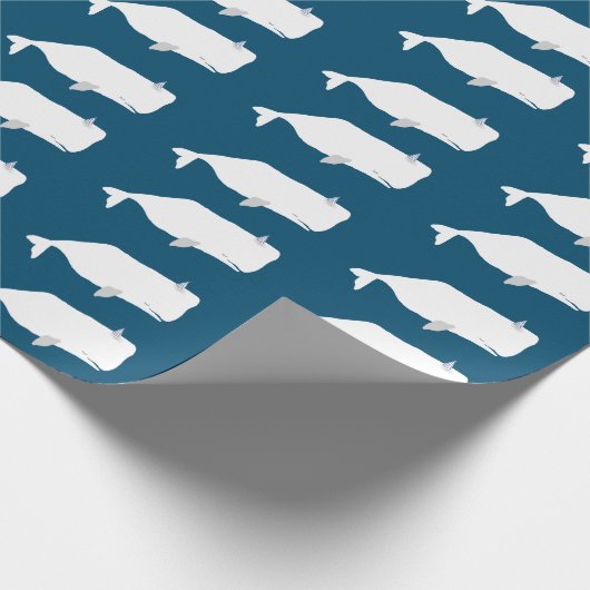 Papier Cadeau Bleu de mer de baleine blanche mignonne Marine (Coin)