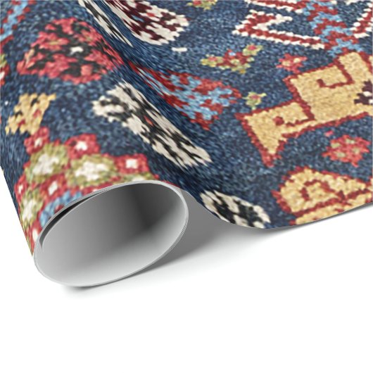 Papier Cadeau Bleu de minuit, Shekarlu Zig-Zag  (Coin rond)