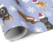 Papier Cadeau Bleu de neige de Santa hat (Coin rond)