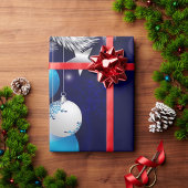 Papier Cadeau Bleu de Noël