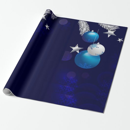 Papier Cadeau Bleu de Noël