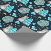Papier Cadeau Bleu de Noël mignon Gnomes scandinaves (Coin)