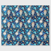 Papier Cadeau Bleu de Noël mignon Gnomes scandinaves (Plat)