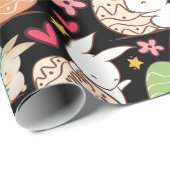 Papier Cadeau Bleu de Pâques et oeufs sans soudure motif (Coin rond)