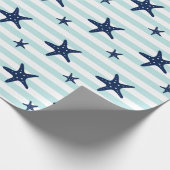Papier Cadeau Bleu de poisson Starfish sur des rayures de menthe (Coin)