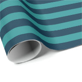 Papier Cadeau Bleu de Prusse et Rayures Sarcelle (Coin rond)