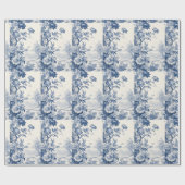 Papier Cadeau Bleu de toile à fleurs (Plat)