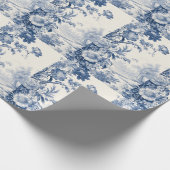 Papier Cadeau Bleu de toile à fleurs (Coin)