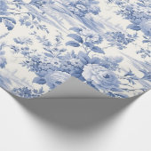 Papier Cadeau Bleu de toile à fleurs (Coin)