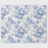 Papier Cadeau Bleu de toile à fleurs (Plat)