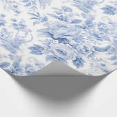 Papier Cadeau Bleu de toile à fleurs (Coin)