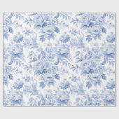 Papier Cadeau Bleu de toile à fleurs (Plat)