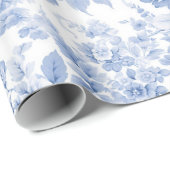 Papier Cadeau Bleu de toile à fleurs (Coin rond)