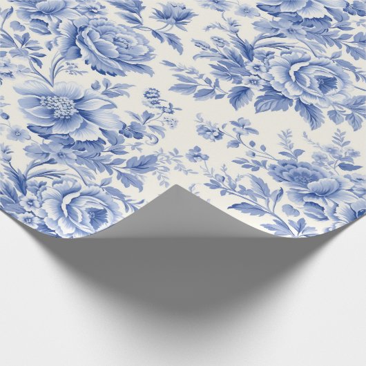Papier Cadeau Bleu de toile à fleurs (Coin)