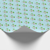 Papier Cadeau Bleu Deck Les Palms Tropical Christmas Père Noël F (Coin)