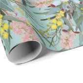 Papier Cadeau Bleu d'été pour les Bush natifs (Coin rond)