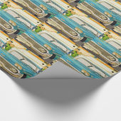 Papier Cadeau bleu d'impala de Chevy des années 1950 avec des (Coin)