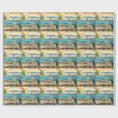 Papier Cadeau bleu d'impala de Chevy des années 1950 avec des (Plat)