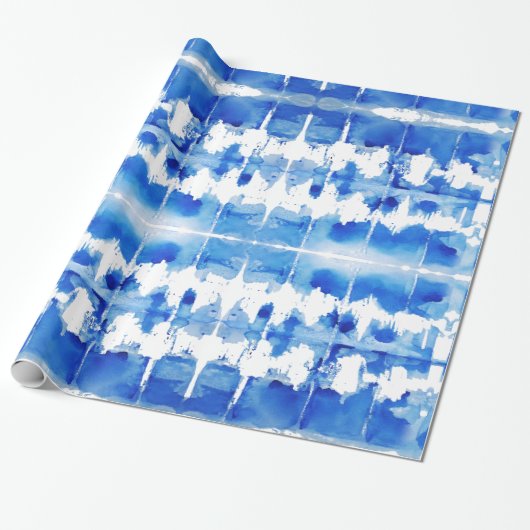 Papier Cadeau Bleu d'indigo de Shibori (Déroulé)