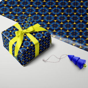 Papier Cadeau Bleu d'Indigo et or