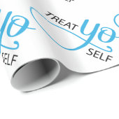 Papier Cadeau Bleu d'individu de Yo de festin (Coin rond)