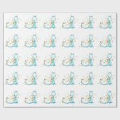 Papier Cadeau *~* Bleu doux Bleu Turquoise Dinosaures de dragon  (Plat)