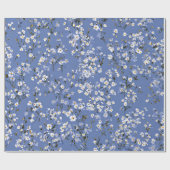 Papier Cadeau Bleu doux fleurs blanches Ditsy pastel boho 70s (Plat)
