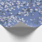 Papier Cadeau Bleu doux fleurs blanches Ditsy pastel boho 70s (Coin)