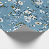 Papier Cadeau Bleu doux fleurs blanches Ditsy pastel boho 70s (Coin)
