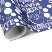 Papier Cadeau Bleu drôle mignon nommé fait sur commande d'Olivia (Coin rond)