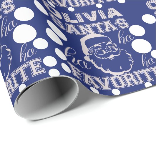 Papier Cadeau Bleu drôle mignon nommé fait sur commande d'Olivia (Coin rond)