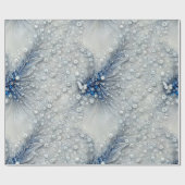 Papier Cadeau Bleu élégant, gris et blanc en plumes (Plat)