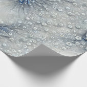 Papier Cadeau Bleu élégant, gris et blanc en plumes (Coin)