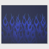 Papier Cadeau Bleu emballant des flammes sur la copie de fibre (Plat)