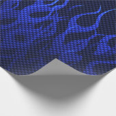 Papier Cadeau Bleu emballant des flammes sur la copie de fibre (Coin)