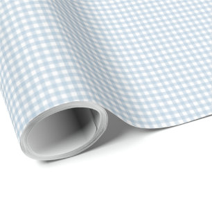 Papier Cadeau Bleu en vichy simple mignon petits chèques plissés
